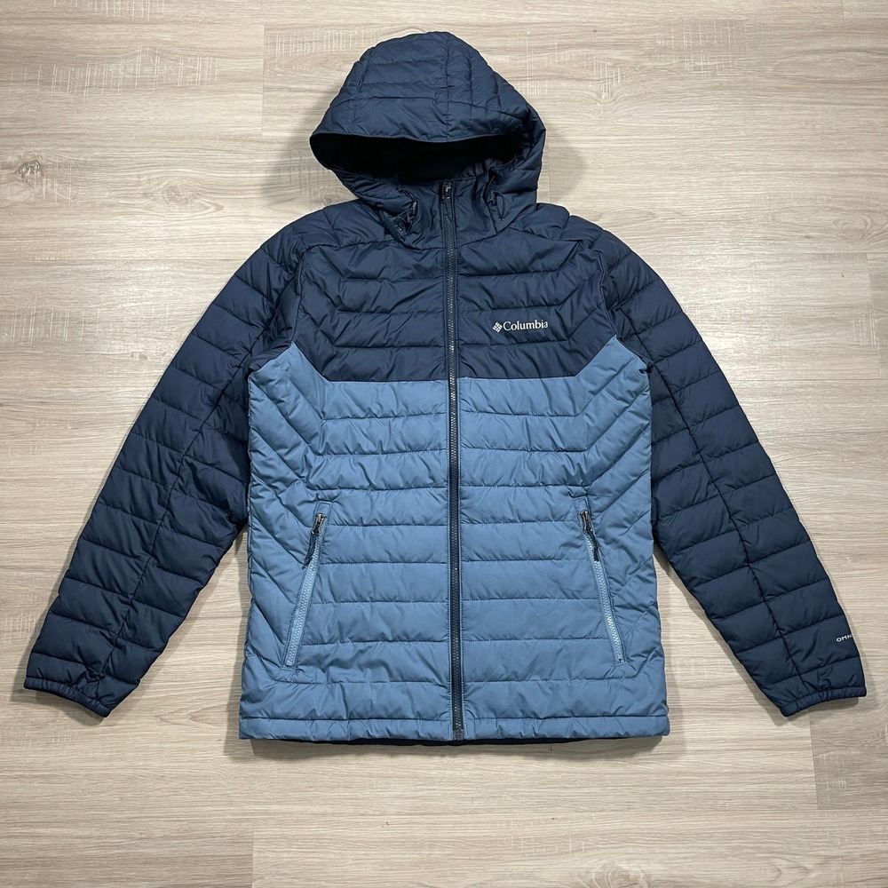 Columbia  Men's Jacket Full Zip Omni-Heat Puffer Hoodie Fall Winter S Blue